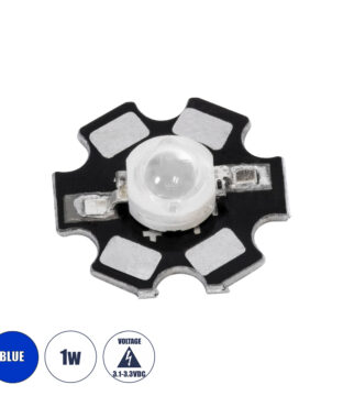 High Power Star LED – Υψηλής Ισχύος Star LED 1W DC 3.2V Μπλε Φ2 x Υ0.6cm – 2 Χρόνια Εγγύηση