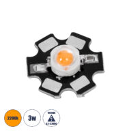 High Power Star LED – Υψηλής Ισχύος Star LED 3W DC 3.2V Ultra Θερμό Λευκό 2200K Φ2 x Υ0.6cm – 2 Χρόνια Εγγύηση