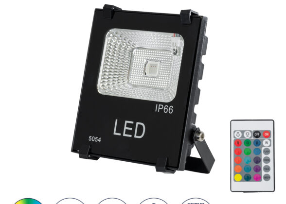 Επαγγελματικός Προβολέας LED 10W 650lm 120° AC 220-240V Αδιάβροχος IP66 με Ασύρματο Χειριστήριο IR - RGB - Μ11 x Π4 x Υ13.5cm - 3 Χρόνια Εγγύηση