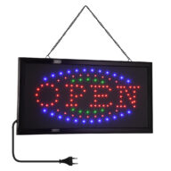 Φωτιστικό Ταμπέλα LED Σήμανσης OPEN με Πρίζα AC 230V Μ48xΠ25xΥ2cm