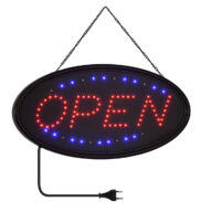 Φωτιστικό Ταμπέλα LED Σήμανσης OPEN με Πρίζα AC 230V Μ47.5xΠ24.5xΥ2.5cm