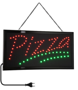 Φωτιστικό Ταμπέλα LED Σήμανσης PIZZA με Πρίζα AC 230V Μ48xΠ25xΥ2cm