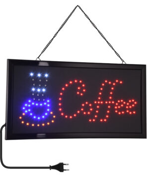 Φωτιστικό Ταμπέλα LED Σήμανσης COFFEE με Πρίζα AC 230V Μ48xΠ25xΥ2cm