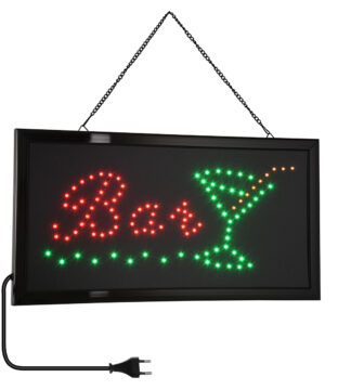 Φωτιστικό Ταμπέλα LED Σήμανσης BAR WITH COCTAIL με Πρίζα AC 230V Μ48xΠ25xΥ2cm