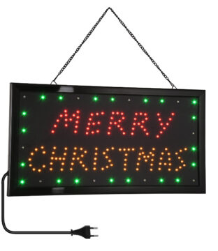 Φωτιστικό Ταμπέλα LED Σήμανσης MERRY CHRISTMAS με Πρίζα AC 230V Μ48xΠ25xΥ2cm