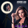 Professional Digital Ring Light Φ20cm LED SMD 20W 2000lm 180° DC 5V με Καλώδιο Τροφοδοσίας USB - Ενσωματωμένο Χειριστήριο Εναλλαγής Χρωμάτων & 1 Βάση Τηλεφώνου - Πολύχρωμο RGBW+WW Dimmable