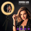 Professional Digital Ring Light Φ20cm LED SMD 20W 2000lm 180° DC 5V με Καλώδιο Τροφοδοσίας USB - Ενσωματωμένο Χειριστήριο Εναλλαγής Χρωμάτων & 1 Βάση Τηλεφώνου - Πολύχρωμο RGBW+WW Dimmable