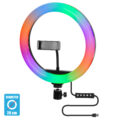 Professional Digital Ring Light Φ26cm LED SMD 30W 3000lm 180° DC 5V με Καλώδιο Τροφοδοσίας USB - Ενσωματωμένο Χειριστήριο Εναλλαγής Χρωμάτων & 1 Βάση Τηλεφώνου - Πολύχρωμο RGBW+WW Dimmable