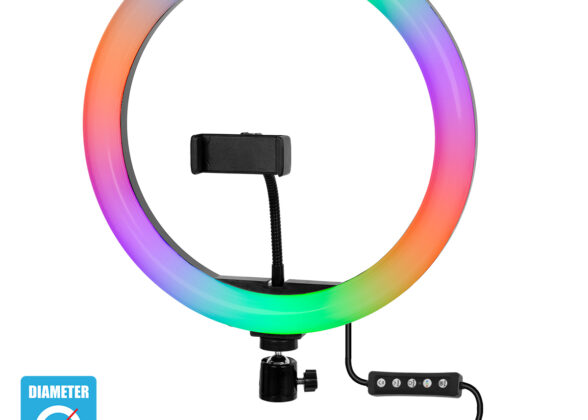 Professional Digital Ring Light Φ30cm LED SMD 40W 4000lm 180° DC 5V με Καλώδιο Τροφοδοσίας USB - Ενσωματωμένο Χειριστήριο Εναλλαγής Χρωμάτων & 1 Βάση Τηλεφώνου - Πολύχρωμο RGBW+WW Dimmable