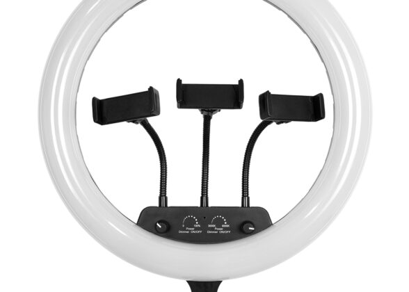 Professional Digital Ring Light Φ36cm LED SMD 50W 5000lm 180° AC 230V με Καλώδιο Τροφοδοσίας Πρίζας - Ασύρματο Χειριστήριο RF 2.4Ghz Εναλλαγής Χρωμάτων & 3 Βάσεις Τηλεφώνου - Πολύχρωμο RGBW+WW Dimmable