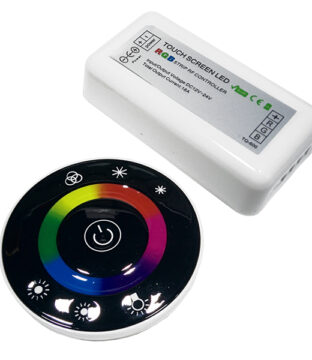 Ασύρματος LED RGB Controller με Μαύρο Στρογγυλό Χειριστήριο Αφής 2.4G RF 12v (192w) – 24v (384w) DC GloboStar 77445