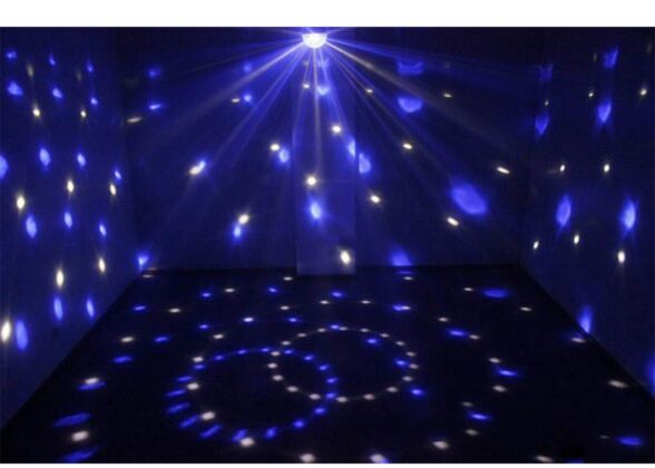 LED Party Disco Μπάλα με Περιστρεφόμενα Φωτορυθμικά Εφέ Πολύχρωμη RGB 15W με Sound Control Activated Εφέ και με Ασύρματο Χειριστήριο AC 230V IP20 Μ11 x Π8.6 x Υ13cm