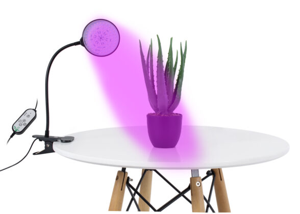 Grow Light Full Spectrum LED Φωτιστικό Ανάπτυξης Φυτών Γλάστρας με 1 Κινούμενη Κεφαλή & Βάση Clip SMD 2835 5W 160° DC 5V IP20 με Dimmer & Timer Εσωτερικού Χώρου για Κάλυψη Επιφάνειας 0.6m x 0.6m Πλήρους Φάσματος Φωτισμού