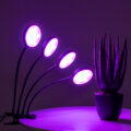 Grow Light Full Spectrum LED Φωτιστικό Ανάπτυξης Φυτών Γλάστρας με 4 Κινούμενες Κεφαλές & Βάση Clip SMD 2835 20W 160° DC 5V IP20 με Dimmer & Timer Εσωτερικού Χώρου για Κάλυψη Επιφάνειας 1m x 1m Πλήρους Φάσματος Φωτισμού