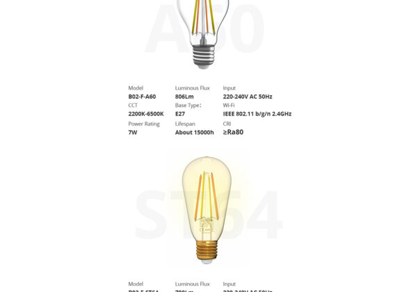 SONOFF B02-F-A60-R2 - Wi-Fi Smart LED Filament Bulb E27 A60 7W 806lm AC 220-240V CCT Change from 2200K to 6500K Dimmable