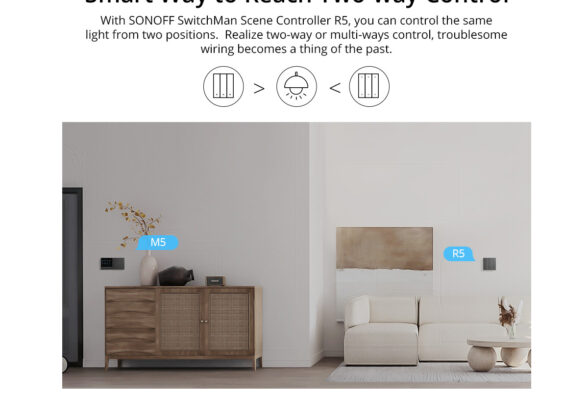 SONOFF M5-3C-80 SwitchMan Mechanical Smart Switch WiFi & Bluetooth AC 100-240V Max 6A 1320W (2A/Way) 3 Way