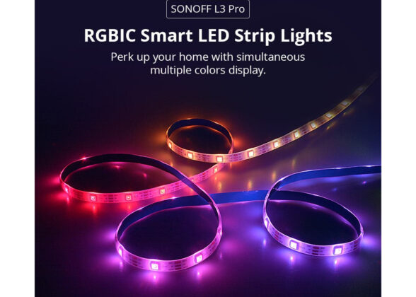 SONOFF L3-5M-PRO RGBIC Digital IC RGB Smart LED Strip Light WiFi 2.4GHz 90 SMD/M 5050 5m Roll & Power Adapter DC 5V Max 10W