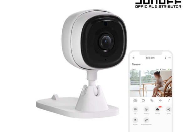 SONOFF S-CAM Slim Smart Home Security Camera WiFi 2.4GHz 1080P 130° Two Way Audio - Local & Cloud Storage - Nigh Vision - Motion Detection - Motion Alarm DC 5V 1A