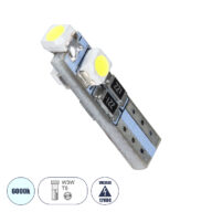 Λάμπα Αυτοκινήτου LED T5 3xSMD1210 0.9W 135lm 360° DC 12-16V IP20 Φ0.6 x Υ2cm Ψυχρό Λευκό 6000K