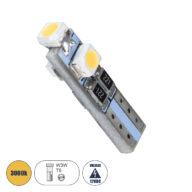 Λάμπα Αυτοκινήτου LED T5 3xSMD1210 0.9W 135lm 360° DC 12-16V IP20 Φ0.6 x Υ2cm Θερμό Λευκό 3000K