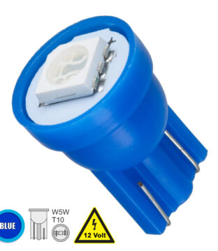 Λάμπα Αυτοκινήτου LED T10 W5W 1xSMD5050 0.28W 18lm 120° DC 12-16V IP20 Φ1.1 x Υ1.7cm Μπλε