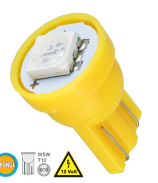 Λάμπα Αυτοκινήτου LED T10 W5W 1xSMD5050 0.28W 18lm 120° DC 12-16V IP20 Φ1.1 x Υ1.7cm Πορτοκαλί