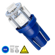 Λάμπα Αυτοκινήτου LED T10 W5W 5xSMD5050 1.3W 80lm 360° DC 12-16V IP20 Φ1.2 x Υ2.7cm Μπλε