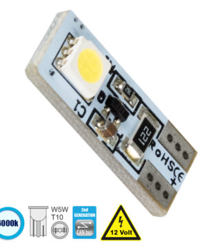 Λάμπα Αυτοκίνητου T10 W5W 2rd Generation Can-Bus Series LED 2 SMD 5050 1.6W 240lm 360° DC 12V IP20 Ψυχρό Λευκό 6000K