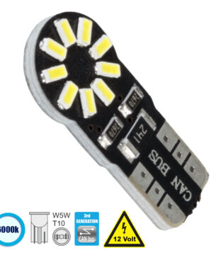 GlΛάμπα Αυτοκίνητου T10 W5W 3rd Generation Can-Bus Series LED 18 SMD 3014 2.8W 420lm 360° DC 12V IP20 Ψυχρό Λευκό 6000K