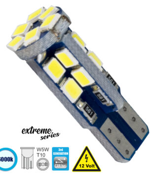 Λάμπα Αυτοκίνητου T10 W5W 3rd Generation Can-Bus Extreme Series LED 22 SMD 2835 4W 600lm 360° DC 12V IP20 Ψυχρό Λευκό 6000K