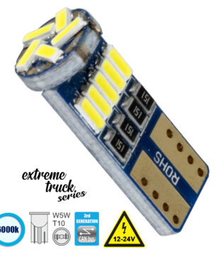 Λάμπα Αυτοκίνητου T10 W5W 3rd Generation Can-Bus Extreme Truck Series LED 15 SMD 4014 3.8W 570lm 360° DC 12-24V IP20 Ψυχρό Λευκό 6000K