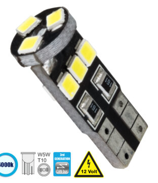 Λάμπα Αυτοκίνητου T10 W5W 3rd Generation Can-Bus Series LED 9 SMD 1210 2.8W 420lm 360° DC 12V IP20 Ψυχρό Λευκό 6000K