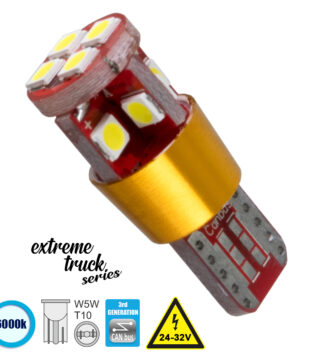 Λάμπα Φορτηγού T10 W5W 3rd Generation Can-Bus Extreme Truck Series LED 12 SMD 3030 8W 1200lm 360° DC 24-32V IP20 Ψυχρό Λευκό 6000K