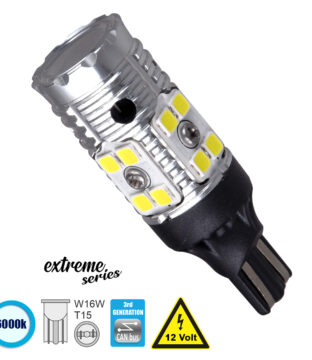 Λάμπα Αυτοκίνητου T15 – W16W 3rd Generation Can-Bus Extreme Series LED 16 SMD 3030 13W 1950lm 360° DC 12V IP20 Ψυχρό Λευκό 6000K