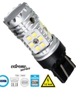 Λάμπα Αυτοκίνητου T20 – 7443 – W21/5W 3rd Generation Can-Bus Extreme Series LED 30 SMD 3030 24W 3600lm 360° DC 12V IP20 Ψυχρό Λευκό 6000K