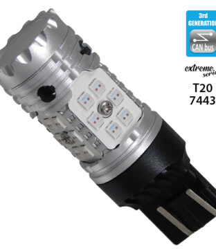 Λαμπτήρας LED Extreme Series Can-Bus 3ης Γενιάς με βάση T20 7443 15W 12v Κόκκινος για Πορείας Στοπ GloboStar 81152