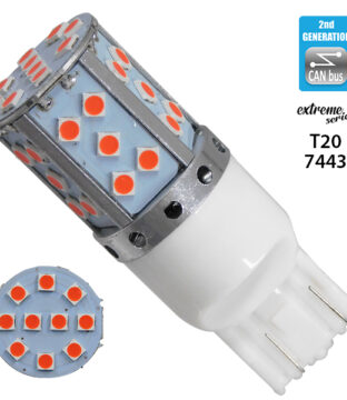 Λαμπτήρας LED Extreme Series Can-Bus 2ης Γενιάς με βάση T20 7443 15W 12v Κόκκινος για Πορείας Στοπ GloboStar 81156