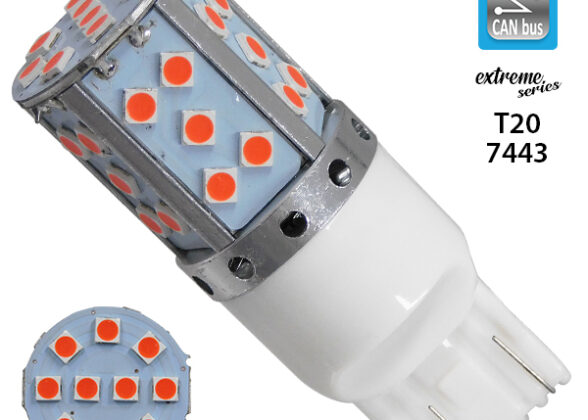 Λαμπτήρας LED Extreme Series Can-Bus 2ης Γενιάς με βάση T20 7443 15W 12v Κόκκινος για Πορείας Στοπ GloboStar 81156