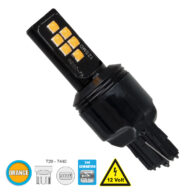 Λάμπα Αυτοκίνητου T20 – 7440 – W21W 2nd Generation Can-Bus Series LED 12 SMD 3030 8W 960lm 360° DC 12V IP20 Πορτοκαλί