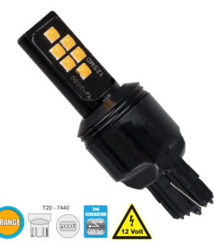 Λάμπα Αυτοκίνητου T20 – 7440 – W21W 2nd Generation Can-Bus Series LED 12 SMD 3030 8W 960lm 360° DC 12V IP20 Πορτοκαλί