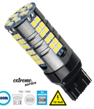 Λάμπα Αυτοκίνητου T20 – 7440 – W21W 3rd Generation Can-Bus Extreme Series LED 66 SMD 3030 15W 2250lm 360° DC 12V IP20 Ψυχρό Λευκό 6000K