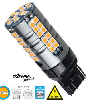 Λάμπα Αυτοκίνητου T20 – 7440 – W21W 3rd Generation Can-Bus Extreme Series LED 66 SMD 3030 15W 1800lm 360° DC 12V IP20 Πορτοκαλί