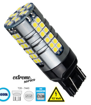 Λάμπα Αυτοκίνητου T20 – 7443 – W21/5W 3rd Generation Can-Bus Extreme Series LED 66 SMD 3030 15W 2250lm 360° DC 12V IP20 Ψυχρό Λευκό 6000K