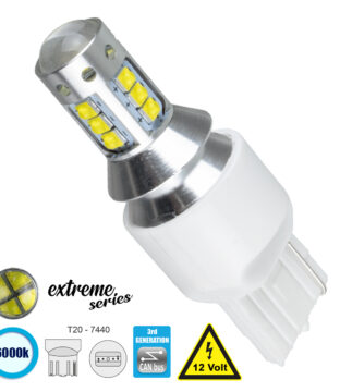 Λάμπα Αυτοκίνητου T20 – 7440 – W21W 3rd Generation Can-Bus Extreme Series LED 16 CREE XBD 15W 2115lm 360° DC 12V IP20 Ψυχρό Λευκό 6000K