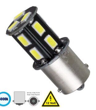 Λάμπα Αυτοκίνητου 1156 – BA15S – P21W LED 13 SMD 5630 3W 450lm 360° DC 12V IP20 Ψυχρό Λευκό 6000K