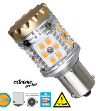 Λάμπα Αυτοκίνητου 1156 – BA15S – P21W 3rd Generation Can-Bus Extreme Series LED 24 SMD 3030 28W 3360lm 360° DC 12V IP20 Πορτοκαλί