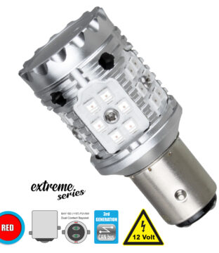 Λάμπα Αυτοκίνητου 1157 – BAY15D – P21/5W 3rd Generation Can-Bus Extreme Series LED 24 SMD 3030 28W 3360lm 360° DC 12V IP20 Κόκκινο