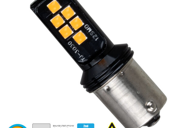 Λάμπα Αυτοκίνητου 7507 - BAU15S - PY21W 2nd Generation Can-Bus Series LED 12 SMD 3030 8W 960lm 360° DC 12V IP20 Πορτοκαλί