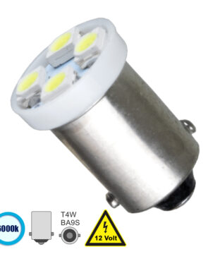 Λάμπα Αυτοκίνητου BA9S – T4W LED 4 SMD 1210 0.8W 160lm 120° DC 12V IP20 Ψυχρό Λευκό 6000K