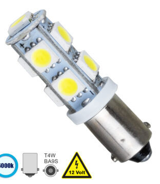 Λάμπα Αυτοκίνητου BA9S – T4W LED 9 SMD 5050 3W 450lm 360° DC 12V IP20 Ψυχρό Λευκό 6000K